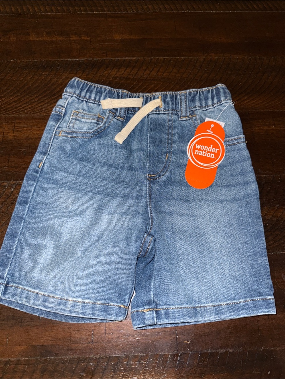 wonder nation Blue Denim Elastic-Waist Shorts with Drawstring